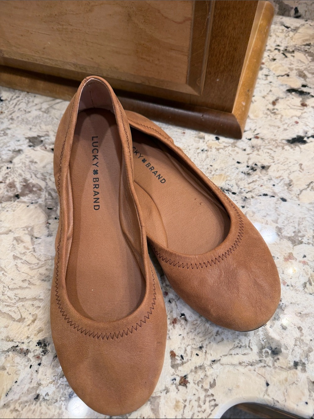 Lucky Brand Tan Leather Ballet Flats